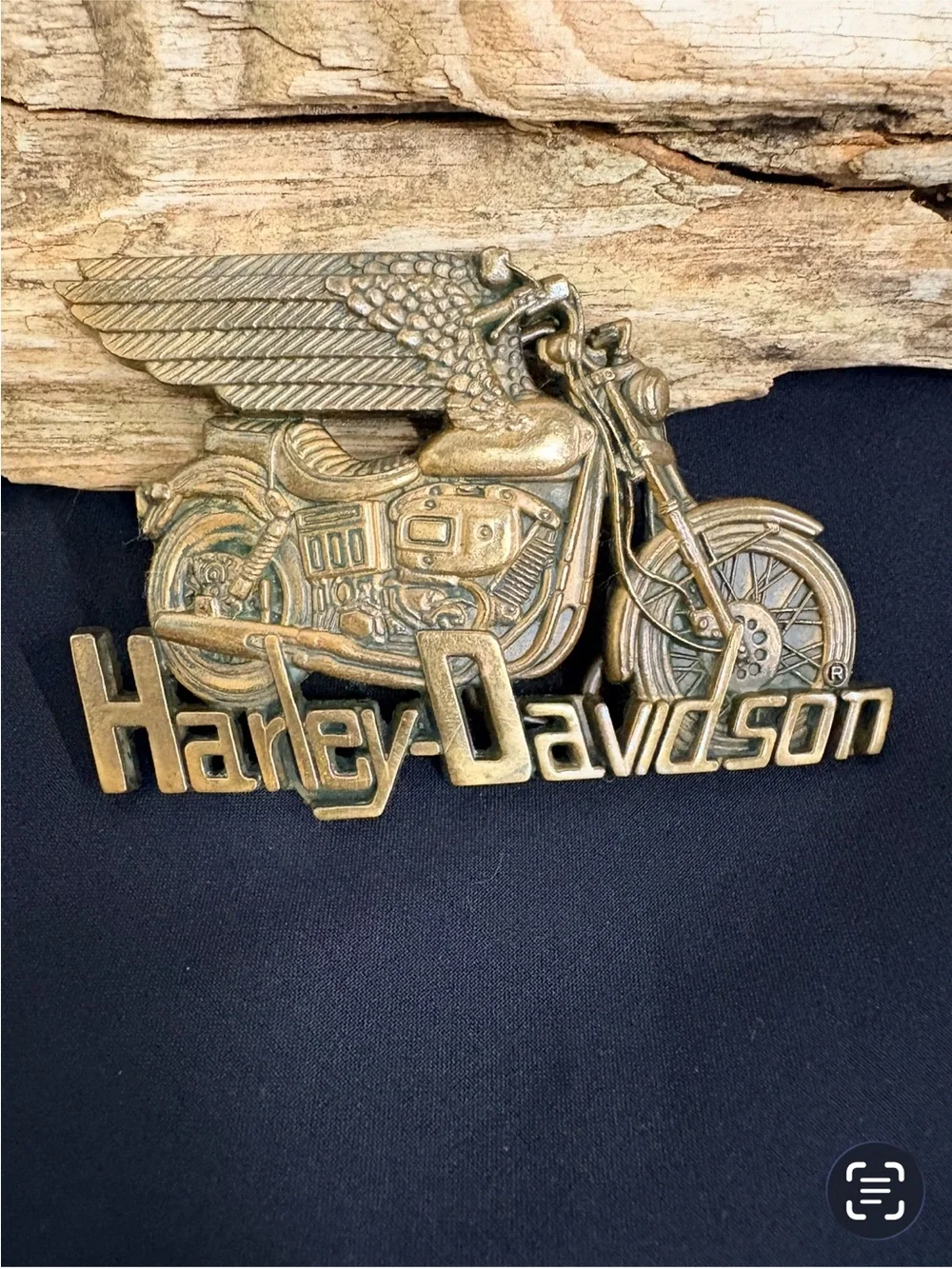 Vintage 80’s Harley-Davidson Metallic Gold Motorcycle Wall Belt Buckle
